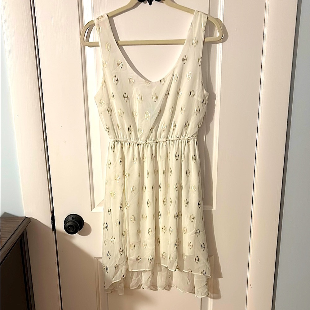 White & Gold Accented Dress